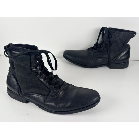 $798 John Varvatos Collection Bowery Spectator Lace Black Leather Boots 10.5